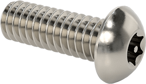 Image of Product. Front orientation. Stainless Steel Tamper-Resistant Button Head Torx Screws, 1/4"-20 Thread Size, 3/4" Long.