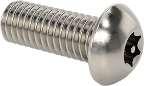 Image of Product. Front orientation. Stainless Steel Tamper-Resistant Button Head Torx Screws, M6 x 1.00mm Thread, 16mm Long.