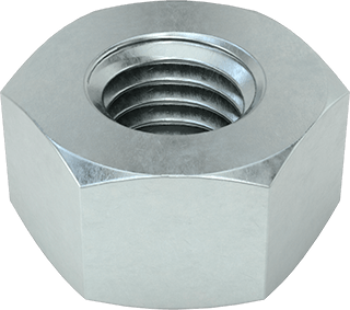 Image of Product. Bottom orientation. Medium-Strength Zinc-Plated Steel Heavy-Profile Hex Nut, 1/2"-13 Thread Size.