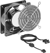 Image of Product. Steel Guard and Filter. Front orientation. Steel Guard. Equipment-Cooling Fan Kits, Square, 45 ppi Foam Filter.