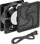 Image of Product. Plastic Guard and Filter. Front orientation. Fans. Equipment-Cooling Fan Kits, Square, Fan, Plastic Guard.