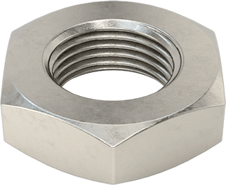 Image of Product. Bottom orientation. 18-8 Stainless Steel Thin-Profile Hex Nut, M12 x 1 mm Thread, 6 mm High.