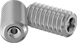 Image of Product. Front orientation. Set Screws. Venting Stainless Steel Cup-Tip Set Screws.