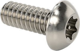 Image of Product. Front orientation. Sealing Stainless Steel Tamper-Resistant Button Head Torx Screws, with Buna-N O-Ring, 10-24 Thread Size, 1/2" Long.