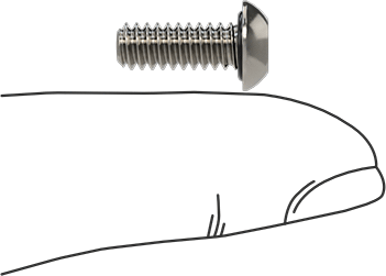 Image of Product. Side1 orientation. Contains SizingReference. Sealing Stainless Steel Tamper-Resistant Button Head Torx Screws, with Buna-N O-Ring, 10-24 Thread Size, 1/2" Long.