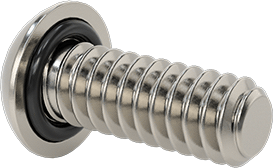 Image of Product. Back orientation. Sealing Stainless Steel Tamper-Resistant Button Head Torx Screws, with Buna-N O-Ring, 10-24 Thread Size, 1/2" Long.