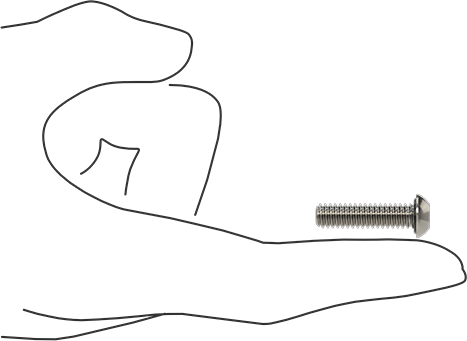 Image of Product. Side1 orientation. Contains SizingReference. Sealing Stainless Steel Tamper-Resistant Button Head Torx Screws, with Buna-N O-Ring, 1/4"-20 Thread Size, 1" Long.