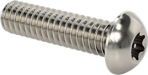 Image of Product. Front orientation. Sealing Stainless Steel Tamper-Resistant Button Head Torx Screws, with Buna-N O-Ring, 1/4"-20 Thread Size, 1" Long.