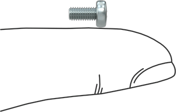 Image of Product. Side1 orientation. Contains SizingReference. Steel Pan Head Phillips Screw, M3 x 0.5 mm Thread, 6 mm Long.