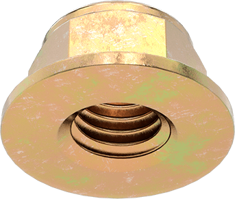 Image of Product. Bottom orientation. High-Strength Steel Nylon-Insert Flange Nut, Grade G, Zinc-Yellow-Chromate-Plated, 1/2"-13 Thread Size.