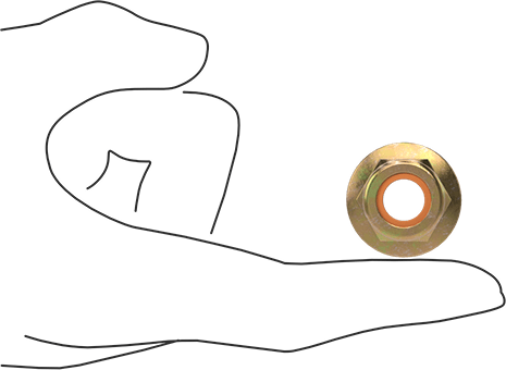 Image of Product. Side1 orientation. Contains SizingReference. High-Strength Steel Nylon-Insert Flange Nut, Grade G, Zinc-Yellow-Chromate-Plated, 1/2"-13 Thread Size.
