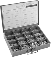 Image of Product. Front orientation. Rounded Head Screws. Steel Pan Head Phillips Screw Assortments.