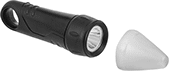 Image of Product. Style B (Shown With Diffuser Detached). Front orientation. Exploded view. Flashlights. Waterproof Flashlights, Style B.