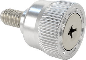 Image of Product. Front orientation. Captive Panel Screw with Aluminum Head, Flare-in, Aluminum, 8-32 Thread, for 0.058"-0.125" Thickness .