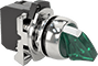 Image of Product. Front orientation. Lever Switches. Metal 22 mm Panel-Mount Lever Switches, Illuminated, Green Actuator.