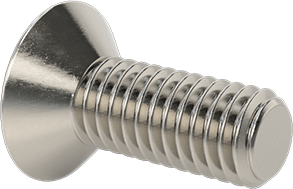 Image of Product. Back orientation. 18-8 Stainless Steel Hex-Drive Flat Head Screw, M6 x 1 mm Thread Size, 16 mm Long.