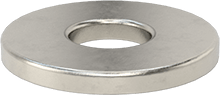 Image of Product. Bottom orientation. 18-8 Stainless Steel Washer, for Number 2 Screw, General Purpose, 0.094" ID, 0.250" OD.