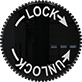 Image of Product. Front orientation. Lock/Unlock. Screw-Head Mount Knobs with Messages.
