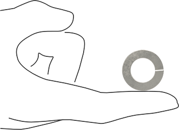 Image of Product. Side1 orientation. Contains SizingReference. 18-8 Stainless Steel Split Lock Washer, for 5/8" Screw Size, 0.641" ID, 1.073" OD.