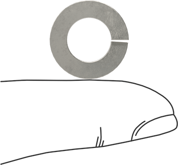 Image of Product. Side1 orientation. Contains SizingReference. Highly Corrosion-Resistant 316 Stainless Steel Split Lock Washer, for 3/8" Screw Size, 0.385" ID, 0.68" OD.