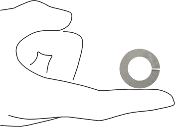 Image of Product. Side1 orientation. Contains SizingReference. Highly Corrosion-Resistant 316 Stainless Steel Split Lock Washer, for 5/8" Screw Size, 0.641" ID, 1.073" OD.