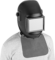 Image of ProductInUse. Front orientation. Welding Helmet Bibs. Style A.