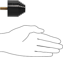 Image of Product. Side1 orientation. Contains SizingReference. Polyurethane Rubber Threaded Bumper, 3/8"-16 Threaded Stud, 2" OD, 2-1/8" High, Black.