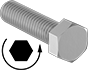 Image of Product. Front orientation. Contains Annotated, MultipleImages. Hex Head Screws. Left-Hand-Thread Stainless Steel Hex Head Screws.