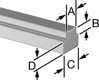 Image of Attribute. Front orientation. Contains Annotated. Zinc-Plated Carbon Steel Step Machine Key Stock, for Shafts, 7/8" Wide x 7/16" High Shaft Keyway, Undersized.