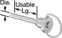 Image of Product. Front orientation. Contains Annotated. Quick-Release Pins. Knob Head, Ring Head, Locking, Plain Shaft.