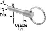 Image of Product. Front orientation. Contains Annotated. Clevis Pins. Ring-Grip Clevis Pins.