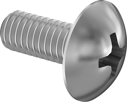 Image of Product. Front orientation. 18-8 Stainless Steel Extra-Wide Truss Head Phillips Screws, M4 x 0.7 mm Thread, 10 mm Long.