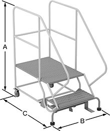 Image of Attribute. Front orientation. Contains Annotated. Work Platforms. Rolling Work Platforms, Style 2.
