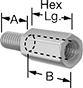 Image of Product. Front orientation. Contains Annotated. Thread Adapters. Inch-to-Metric Male-Female Hex Thread Adapters.