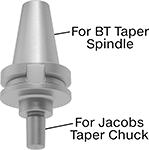 Image of Product. Front orientation. Contains Annotated. Drill Chuck Arbors. BT Taper to Jacobs Taper Drill Chuck Arbors.