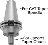 Image of Product. Front orientation. Contains Annotated. Drill Chuck Arbors. CAT Taper to Jacobs Taper Drill Chuck Arbors.