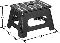 Image of Product. Front orientation. Contains Annotated. Step Stools. Foldable Step Stools, Style 1.