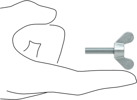 Image of Product. Side1 orientation. Contains SizingReference. Iron Wing-Head Thumb Screw, M6 x 1mm Thread Size, 25mm Long.