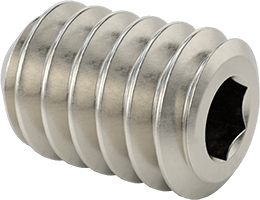 Image of Product. Front orientation. Stainless Steel Flat-Tip Set Screw, Super-Corrosion-Resistant 316, M2 x 0.4 mm Thread, 3 mm Long.