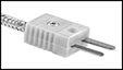Image of Specification. Flat-Pin Mini Connector. Front orientation. ZoomedIn view. Contains Border. Flat-Pin Mini Thermocouple Connector. Thermocouple Probes with Armored Cable for Solids , Probes with Cable.