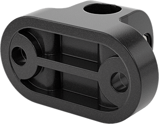 Image of Product. Back orientation. Plastic Bracket with Mounting Holes for Vertical Rod.