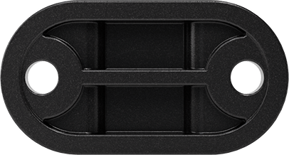 Image of Product. Back orientation. Plastic Bracket with Mounting Holes for Vertical Rod.