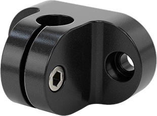 Image of Product. Front orientation. Plastic Bracket with Mounting Holes for Vertical Rod.