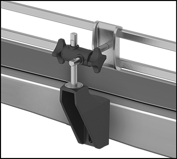 Image of ProductInUse. Rod Mounted Vertically with Bracket (Rod Not Included). Front orientation. Contains Border. Plastic Bracket with Mounting Holes for Vertical Rod.