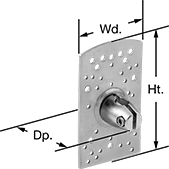 Image of Product. Front orientation. Contains Annotated. Conveyor Brackets. Conveyor Sensor and Reflector Brackets, Style F.