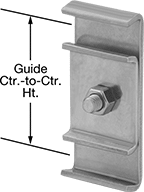Image of Product. Front orientation. Contains Annotated. Conveyor Guide Clamps. Style S.
