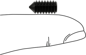 Image of Product. Side1 orientation. Contains SizingReference. Alloy Steel Cone-Tip Set Screw, Black Oxide, 1/4"-20 Thread, 1/2" Long.