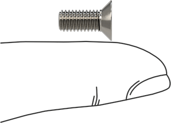 Image of Product. Side1 orientation. Contains SizingReference. 18-8 Stainless Steel Torx Flat Head Screws, M5 x 0.8 mm Thread Size, 12 mm Long.