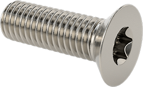 Image of Product. Front orientation. 18-8 Stainless Steel Torx Flat Head Screws, M5 x 0.8 mm Thread Size, 16 mm Long.