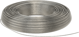 Image of Product. Front orientation. Bend-and-Stay Corrosion-Resistant 316 Stainless Steel Wire, 1/4 lbs. Coil, Mirror-Like, 0.025" Diameter.